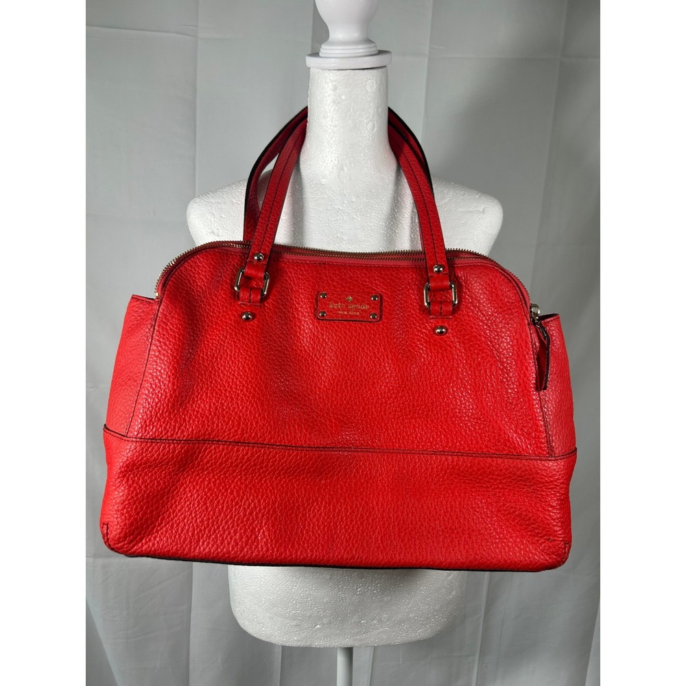 Kate Spade Red Leather Satchel‎ Handbag Polka Dot Lining#332